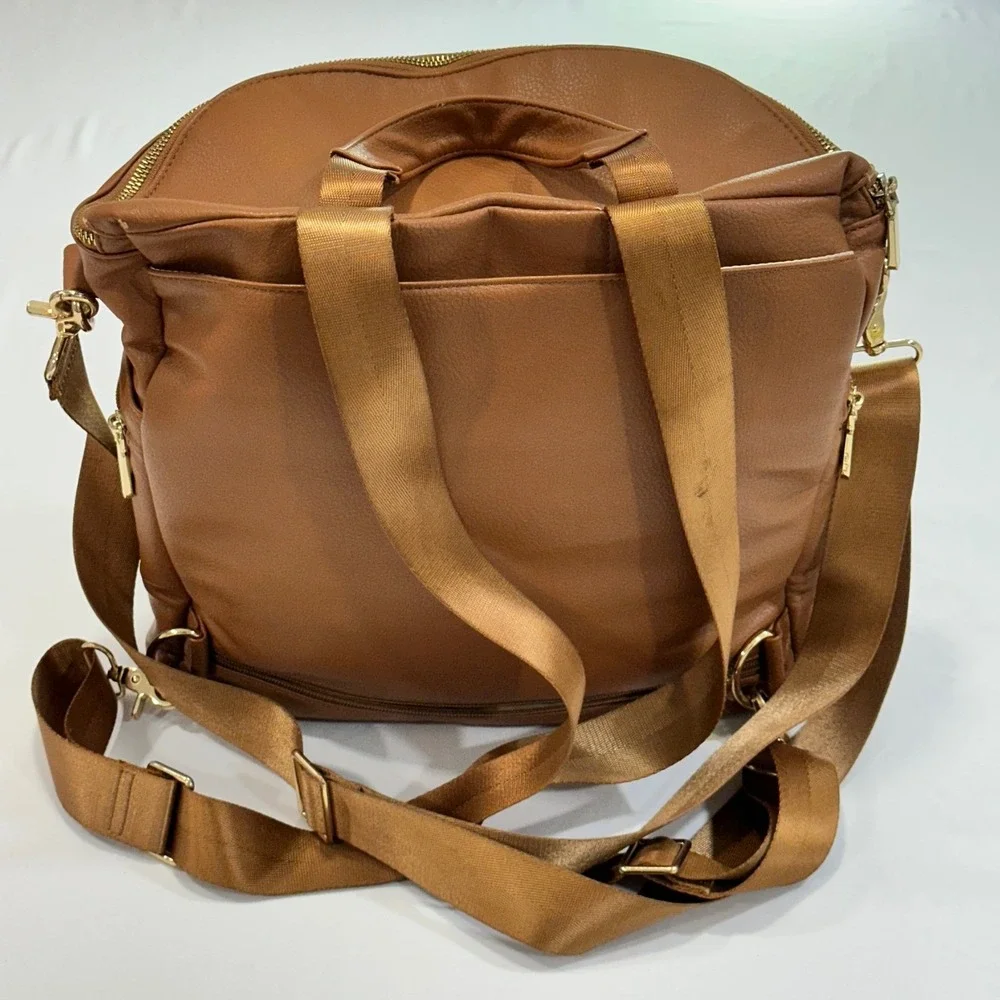 Miss Fong Diaper Bag Backpack Women‎ Large Brown Vegan Leather Insulated Classic